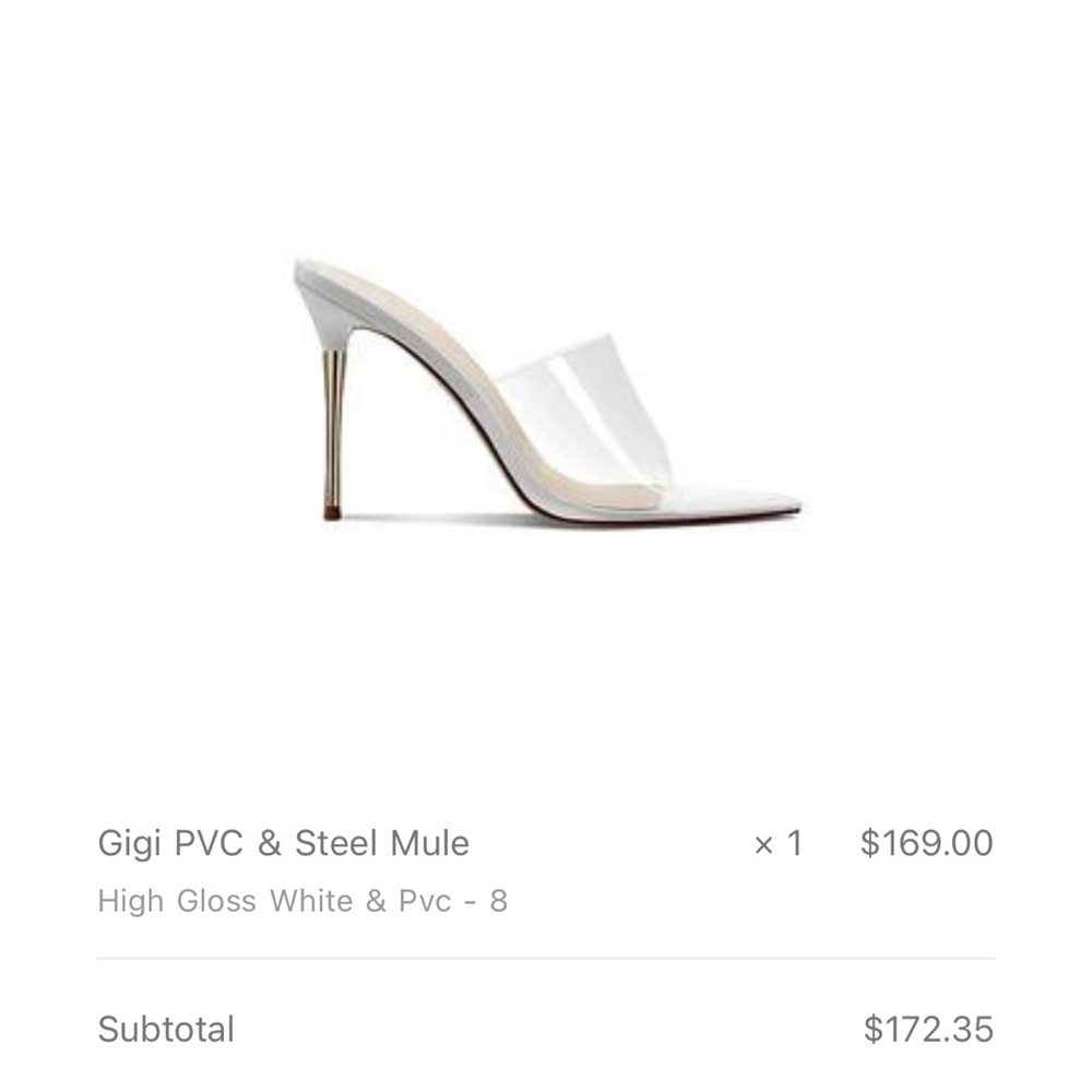 Femme LA white GIGI pvc & steel mule sz 38